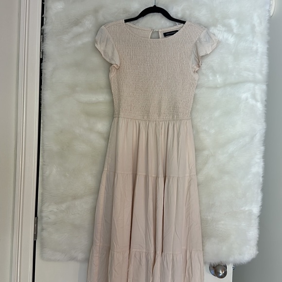 Sold out MEROKEETY Flutter Short Sleeve Smocked Midi Dress Summer sz SM nwt - Picture 5 of 5